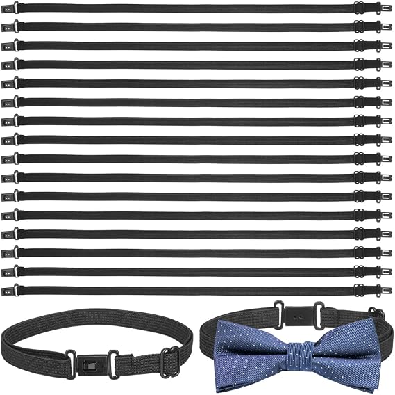 COHEALI Bow Tie Strap Extender: 50pcs Adjustable Bow Tie Strap with Clips Elastic Bowtie Bands Black for Almost All Types Comfortable Fit and Style Enhancement