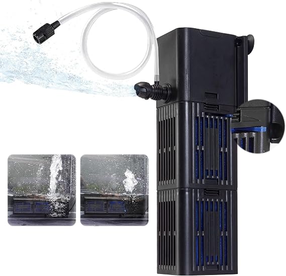 TARARIUM 40-150 Gallon Aquarium Filter for Fish Tank,4-in-1,Flow Adjustable | Reusable Bio-Sponge Filtration, Flexible 12 Compartments, Internal Filter,Aeration, Saltwater Freshwater,Large & Easy,396GPH
