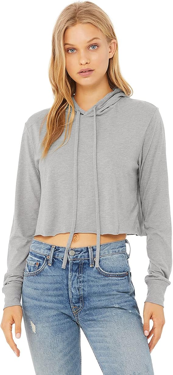 Bella+Canvas Ladie's Cropped Long Sleeve Hoodie T-Shirt