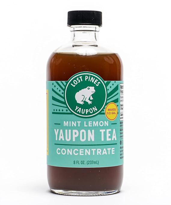 Mint Lemon Yaupon Tea Concentrate (makes 1/2 gallon) - Made with sustainably wild harvested yaupon, the only caffeinated plant native to North America