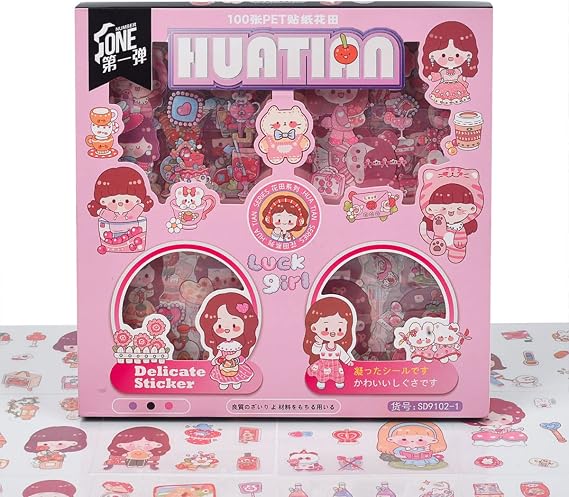 100 Sheets Kawaii Cartoon Scrapbook Deco Stickers - Cute Transparent Journaling Stickers for Card Making, Craft Notebooks, Album & Planner Decals