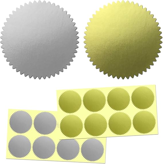 400 PCS, Certificate Seals Embossing Embosser Stickers, Silver and Gold