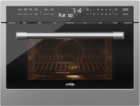 KoolMore 24 Inch Built-in Convection Oven and Microwave Combination with Broil, Soft Close Door, 1000 Watt Power, Stainless Steel Finish, Touch Control LCD Display