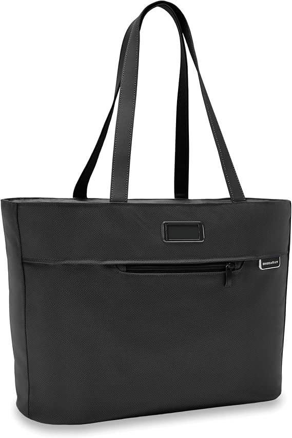 Briggs & Riley Traveler Tote Bag for Women & Men - Nylon Tote Bag for Weekend Travel, Work, School, Carry On Handbag, Smooth Zipper Closure, Leather Touchpoint - Baseline Collection, Black