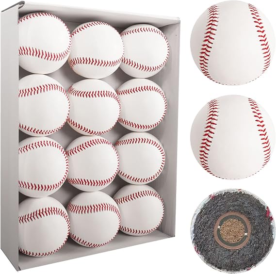 Leather Baseball 12/6 Pack Official League Grade Baseballs Competition Level Baseball Balls Training Practice Baseballs for Youth/14U Pitching, Throwing, Baseball Gifts