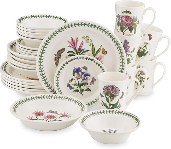 Portmeirion Botanic Garden Dinnerware - Set of 30, Floral Design
