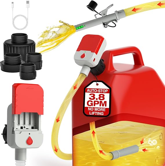 Keimi Electric Fuel Transfer Pump with Auto-Stop, 3.8 Gallon per Min