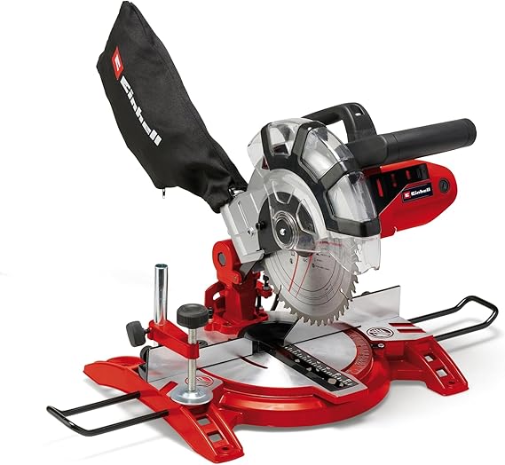 Einhell TC-MS 2112 Mitre Saw (max. 1600 W 5000 rpm high-quality carbide-tipped saw blade rotary table with angle adjustment 45° left/right) 1600 W 55 x 120 mm cutting depth/width 1 x diameter 210 mm saw blade tilting saw head