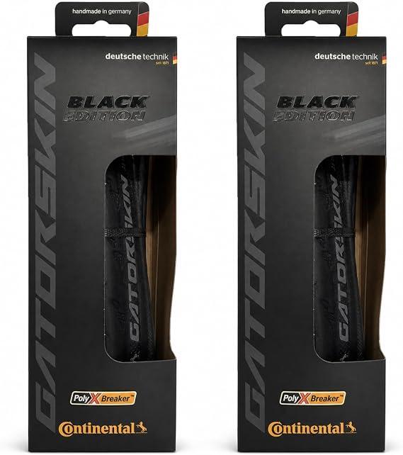 Continental Gatorskin Black Edition - Road Bike Tire | Tough Tire for Daily Riding - PolyX Breaker, Duraskin, 2 Pack