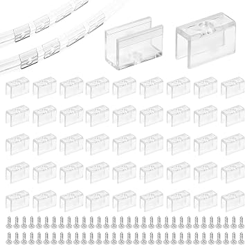 100 Pieces Neon Rope Light Clips With Screws, LED Mounting Brackets, Clear Strip Holders, Make Signs DIY, Hooks Accessories for 6 x 12mm
