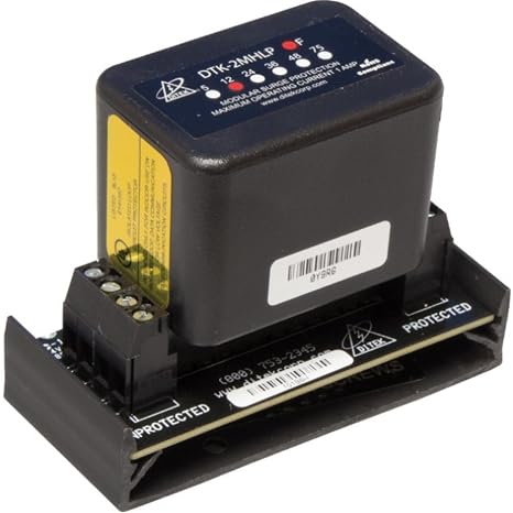 DITEK DTK-2MHLP12FWB 12V, 2 Pair, Modular Alam Panel Protector & Base W/ 1A Fuse, UL497B Listed