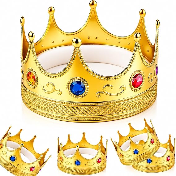 Adorox Gold Royal King Plastic Crown Prince Costume Accessory