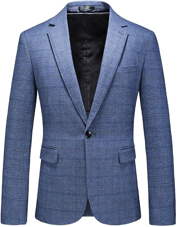 Mens Plaid Blazer Sports Coat Casual Slim Fit Checkered Blazer for Men Wedding