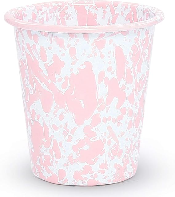 Crow Canyon Home Enamelware Tumbler, 10 ounce, Pink/White Splatter (Set of 4)