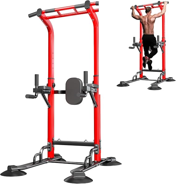 SogesPower Pull Up Bar Station Power Tower,12-Level Adjustable Heights