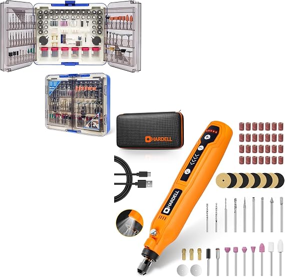 HARDELL Mini Cordless Rotary Tool Kit with 508pcs Rotary Tool Accessories Kit, Multi-Purpose 3.7V Power Rotary Tool for Sanding, Polishing, Drilling, Etching, Engraving, DIY Crafts
