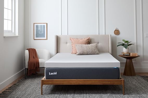 Lucid 4" Bamboo Charcoal Memory Foam Topper Extra Thick Queen