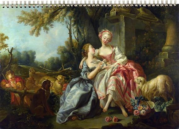 Wall Calendar 2027 [12 pages 8"x12"] Rococo Baroque Vintage Antique Pastoral Scenes Museum Artistic Painting