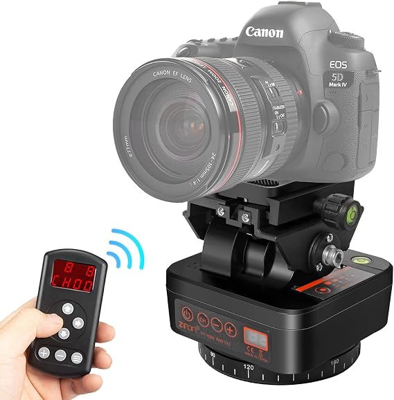 Pan Tilt Camera Mount, Motorized Tripod Head with Remote Control and Mobile Phone Clip for DSLR Cameras, Smartphones, Tripod (Limited Weight Under 2.2lb)...