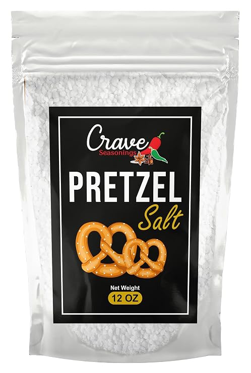 Crave Coarse Pretzel Salt 12 Oz Bag For Soft Pretzels - Premium All Natural Coarse Food Grade Topping - For Bagels & Breads too!