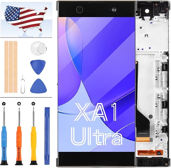 Screen Replacement for Sony Xperia XA1 Ultra G3221 G3226 G3212 G3223 C7 6.0" LCD Display Touch Panel Digitizer Full Glass with Frame Assembly,Including Free Repair Tools (Black)