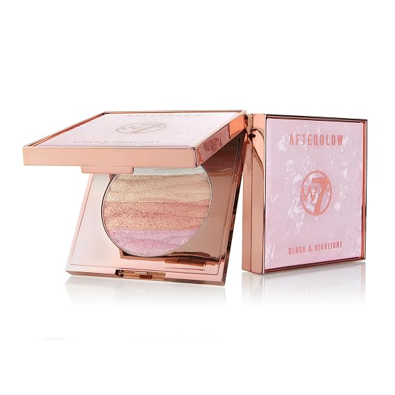 W7 Afterglow Blusher and Highlight Compact - Pink and Gold