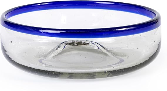 Hand Blown Margarita Sat Rimmer, Cobalt-Blue Rim - Mexican glassware