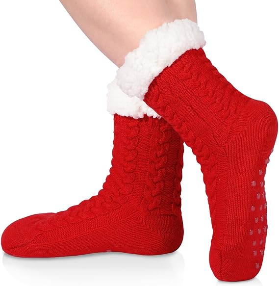 Moon Wood Women's Cozy Fuzzy Non Slip Cabin Fluffy Warm Winter Home Socks