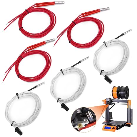 Heater Cartridge & Thermistor Kit for Prusa i3 MK3/MK3S+ | 24V 40W Heating Tube Element + High Temp Sensor with Thermal Shield,3D Printer Hotend Parts Accessories (6pcs)