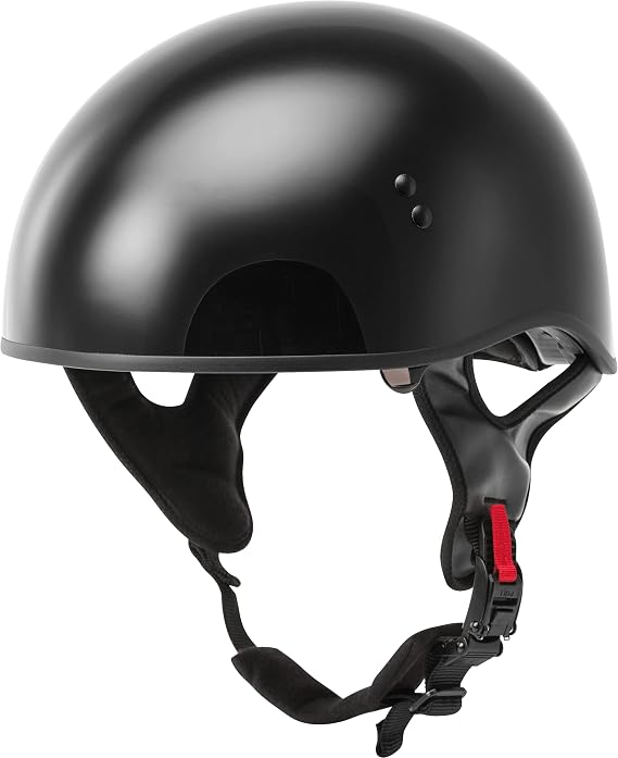 GMAX HH-65 Naked Motorcycle Street Half Helmet (Black, Medium)