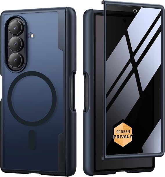 MOBOSI for Galaxy Z Fold 7 Case with Screen Protector, Privacy Black