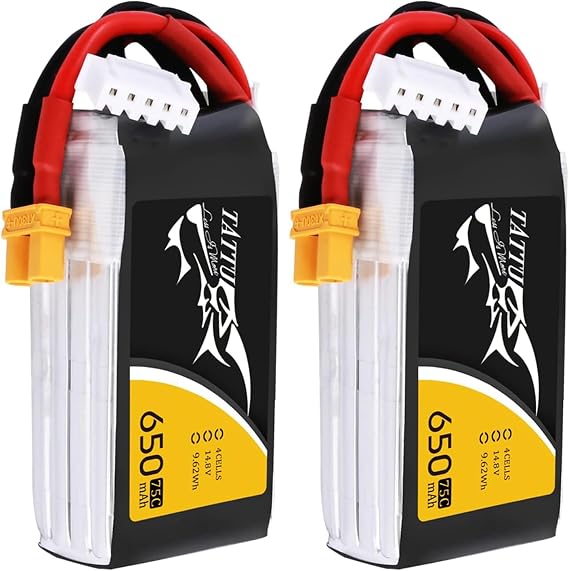 TATTU 650mAh 4S1P 75C 14.8V Lipo Battery with XT30 Plug(2 Pcs)