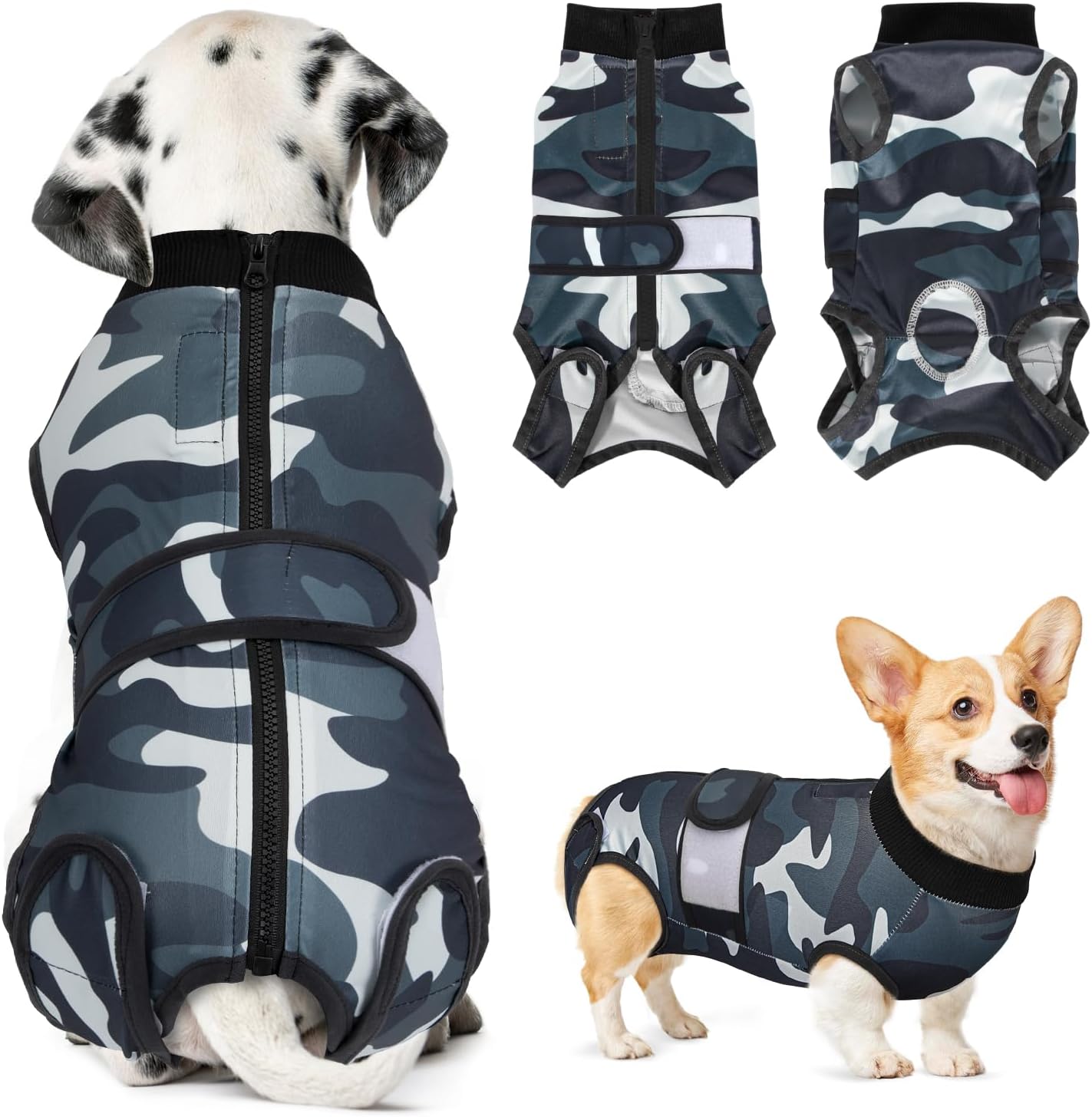 SlowTon Dog Surgery Recovery Suit, Anti-Licking Puppy Medical Onesie with Zipper, Surgical Bodysuit Abdominal Wounds Protector, Professional Cone Collar Alternative for Female and Male Dog