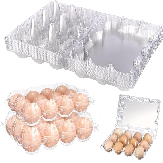 12 Packs Egg Cartons 4x3 Plastic Egg Carton Cheap Bulk 1 Dozen