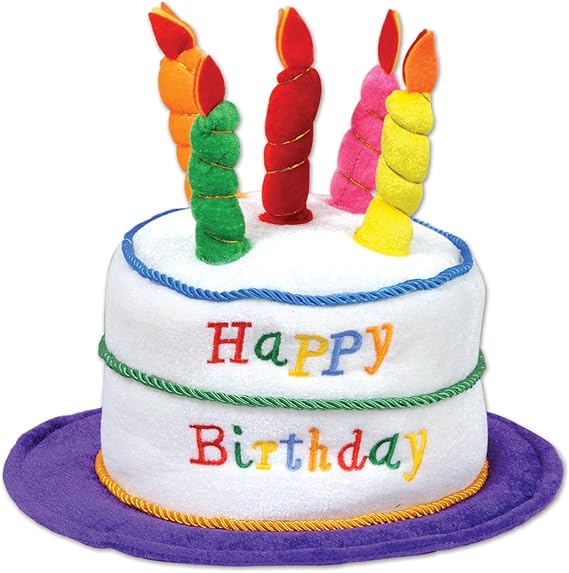 Beistle Unisex Happy Birthday Cake Hat With Candles Perfect Party Accessory For Special Day Celebrations, Milestones & Festive Occasions, Photo Booth Headwear