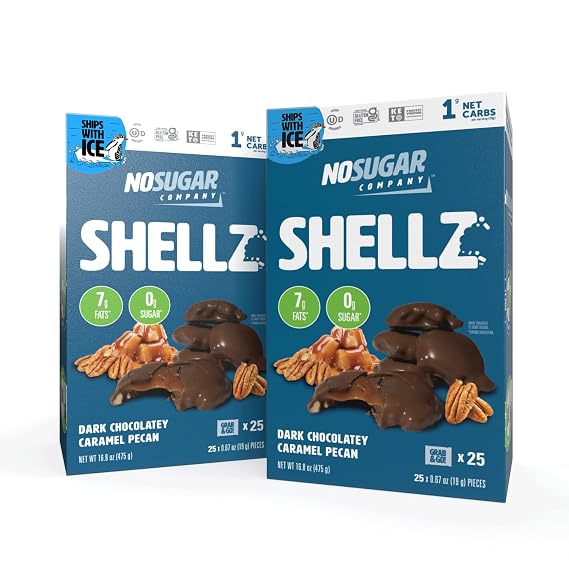 No Sugar Keto Shellz, Chocolate Caramel Pecan, Healthy Snack, 2 x 25 Count