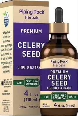 Piping Rock Celery Seed Extract Liquid Drops | 4 Fl Oz | Herb Tincture Supplement | Vegetarian & Alcohol Free | Non-GMO, Gluten Free