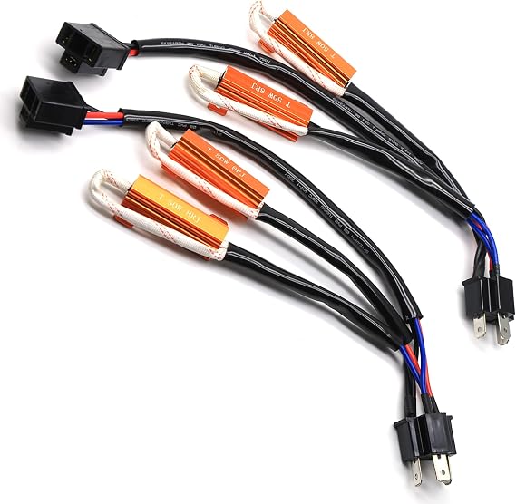 BEAMTECH H4 Fog Light Bulb Load Resistor, 50W Canbus Adapter Anti Flicker Cancel Error Plug-N-Play 2PCS