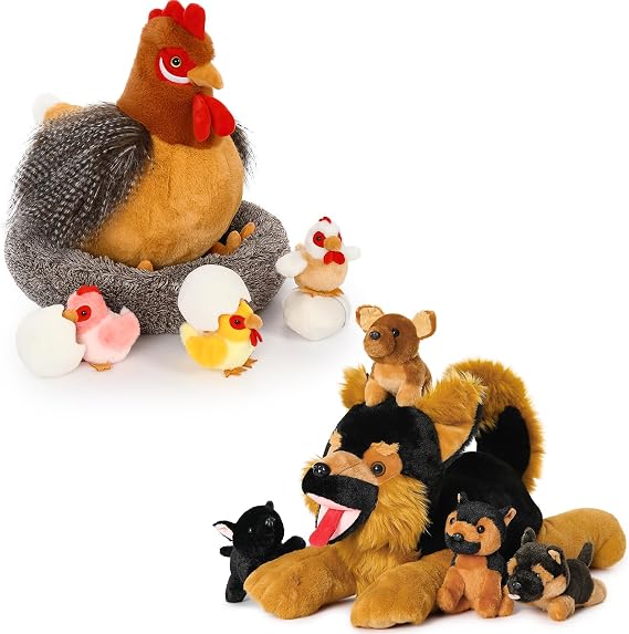MaoGoLan Chicken Stuffed Animals and Giant Dog Plush with Babies