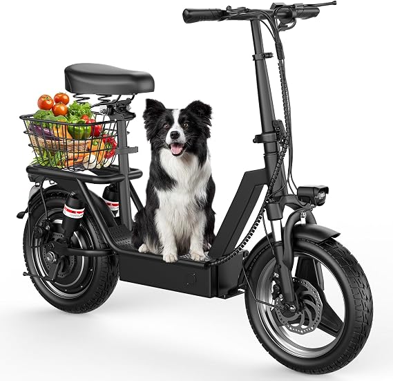 Electric Scooter for Adults, 1000W Peak Motor Electric Scooter with Seat, Up to 25 MPH 30 Miles Range, 14" Foldable E Scooter with Multiple Suspension for Commuter, Travel, Shopping