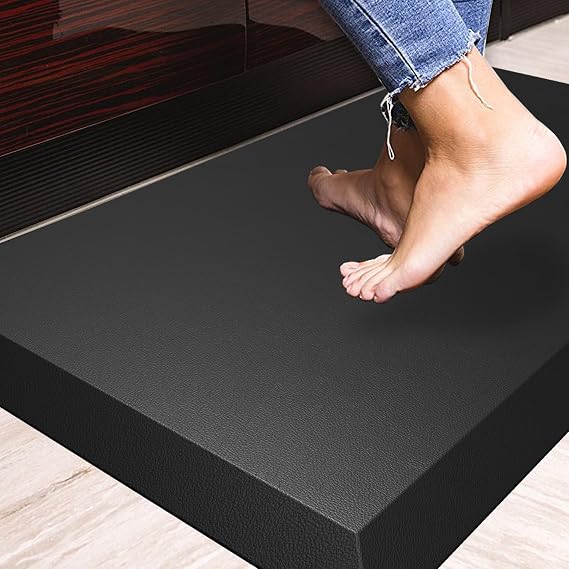 Anti Fatigue Floor Mat,Kitchen Mat, Standing Desk Mat Comfort at Home, Office, Garage - Polyurethane(PU) Foam (Square Black, 17" L x 17" W x 0.8" Th)