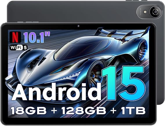 Rebecco 10 Inch Tablet, Android 15 Gaming Tablet with Octa-core Cortex | 18GB+128GB/1TB TF, Widevine L1, HD Display Touchscreen, Dual Speakers, 8MP+5MP, 5G WiFi, 6000mAh Bluetooth, Face Unlock