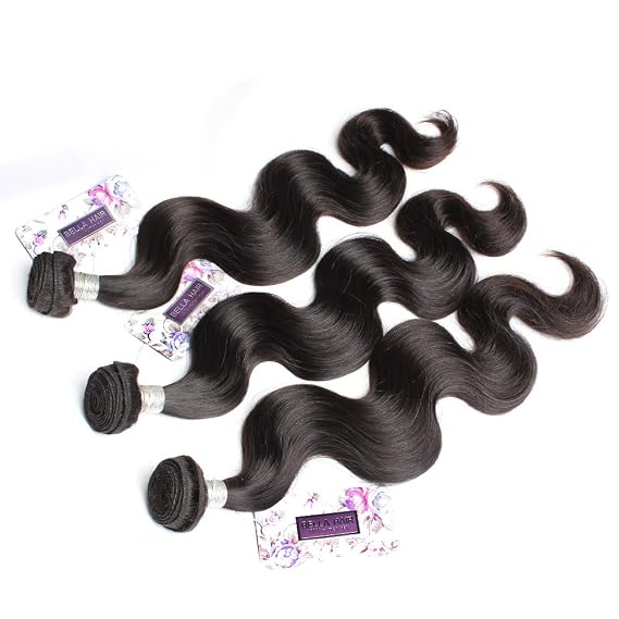 Bella Hair 100% Virgin Peruvian Body Wave Remy Hair Weave 3 Bundles Hair Extensions 100g/pc 22inch Natural Black Color