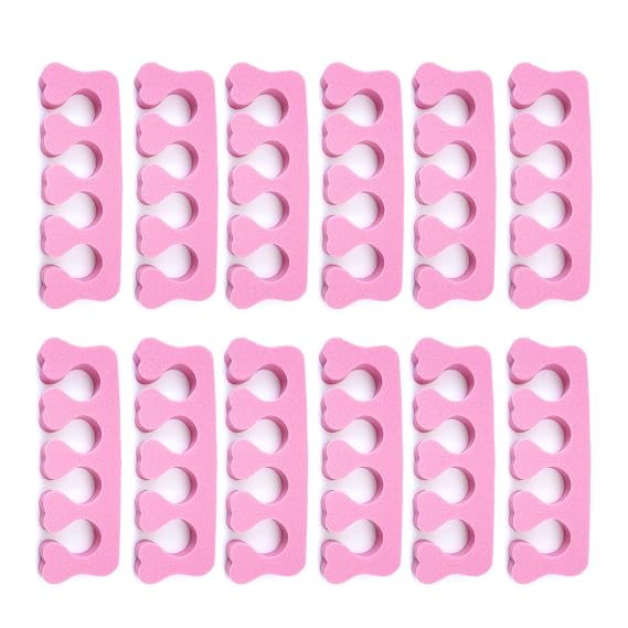 Quacc 12 PCS Toe Separators Pedicure, Toe Dividers for Women Nail Art | Toe Nail Separator, Soft, High-density Sponge, for Polishing Pedicure, Nail Salons, Home (Pink)