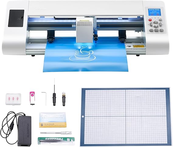 VEVOR Vinyl Cutter (33 cm Cutting Size) with Automatic Edge Detection & Design Software & Materials Compatible with SVG/EPS/PLT for Custom Craft Card Stickers