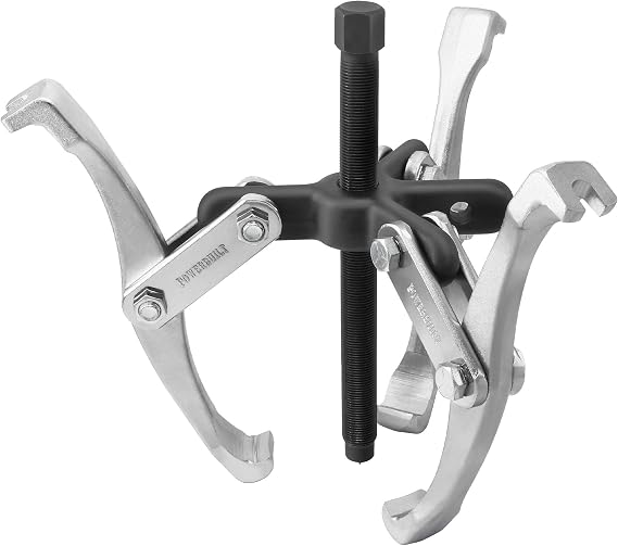 Powerbuilt Gear Puller with 3-Way Reversible Jaw, 8 Inch Reach, Inside or Outside Pull, Steel Yoke Tool, 7 Ton Capacity- 648721