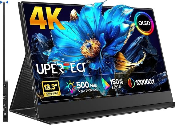 UPERFECT OLED Portable Monitor 4K 13.3 Inch UHD 3840 x 2160 110% DCI-P3
