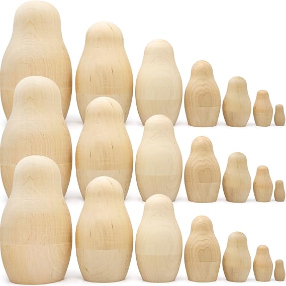 AEVVV Blank Russian Nesting Dolls Lot 3 Sets by 7 pcs