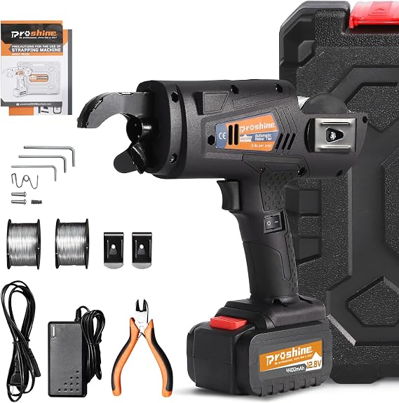 Automatic Rebar Tier 0.3-1.3" Rebar Tying Gun + Battery & 2PCS Wie | 4400mAh Rechargeable Battery + 2PCS Rebar Tie Wire Rebar Tier Tying Machine 0.8S a Knot