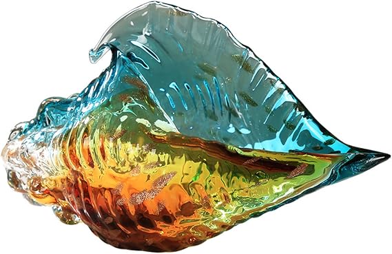 Hand Blown Glass Conch Shell Large Ornament Conch Shell Simulation Large Shell Conch Sulpture Coastal Home Decor Sea Shells,A